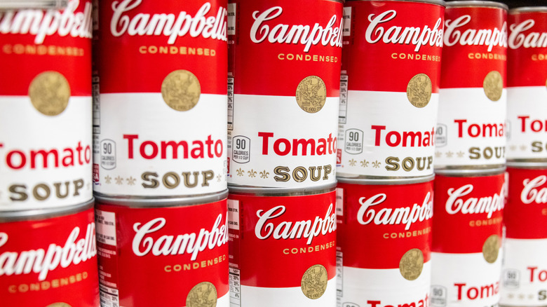 Row of Campbells tomato soup