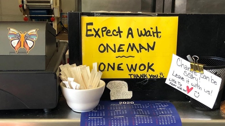 Sign displayed at Wok-Inn Noodle in Boise Idaho