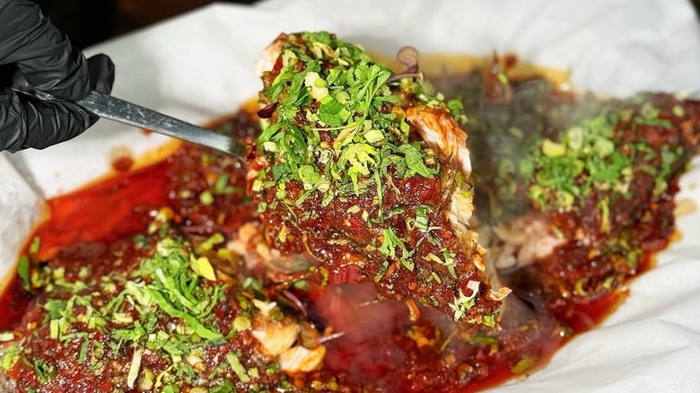 steamed whole fish in foil