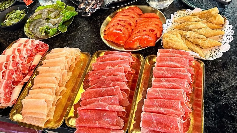 Hot pot toppings on display