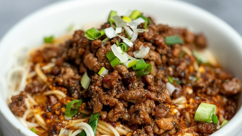 Bowl of beef and noodles