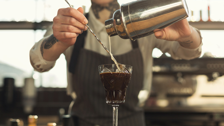Coffee cocktail in martini glass