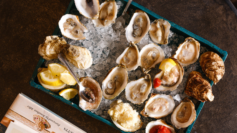 Local oysters on the half shell with lemon and mignonette