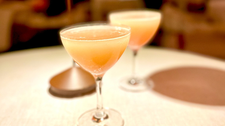 Bellinis with Prosecco and white peach served at Bellini, Rhode Island