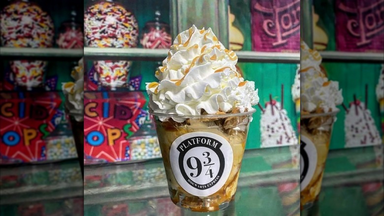 Sundae in clear cup with Platform 9 3/4 sticker