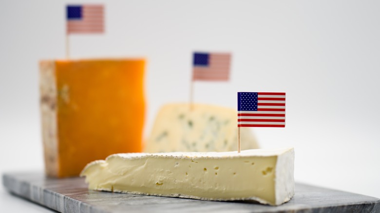 Cheese blocks and American Flags