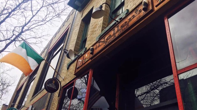 Exterior of Nallen's with Irish flag