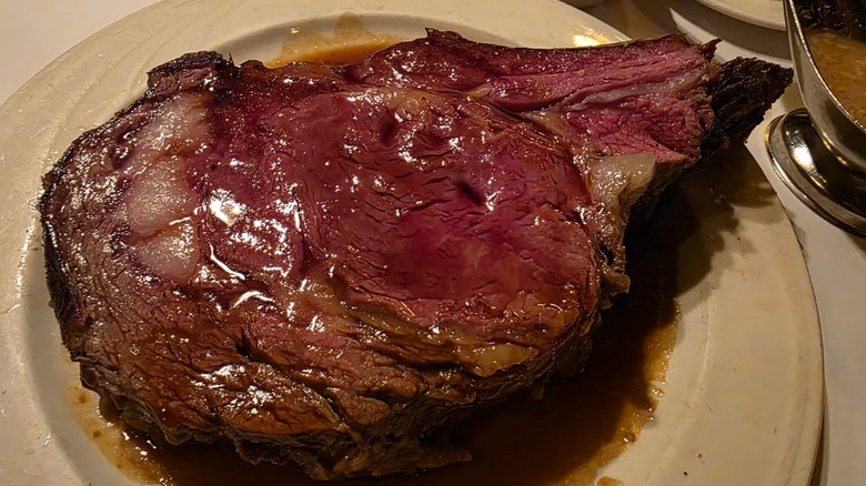 Keen's King Cut Prime rib on a table
