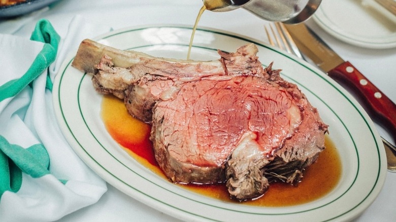 Steak on a plate with jus