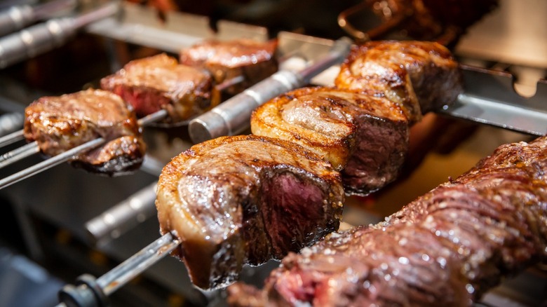 Picanha skewers on the grill