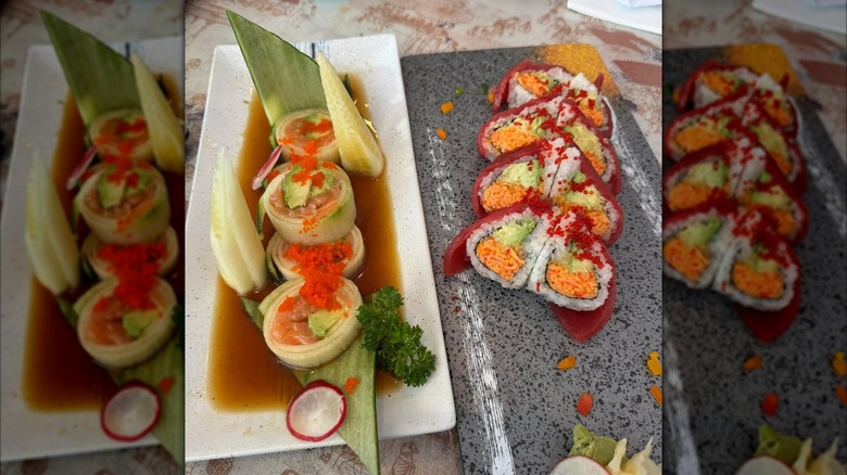 Sushi rolls with caviar