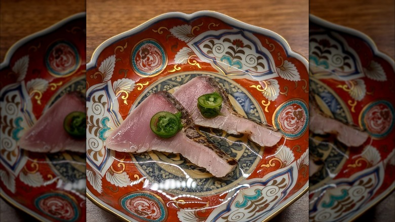 Small portion of mackerel sashimi