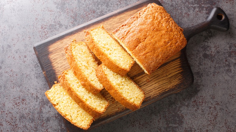 Pound cake cut into slices 