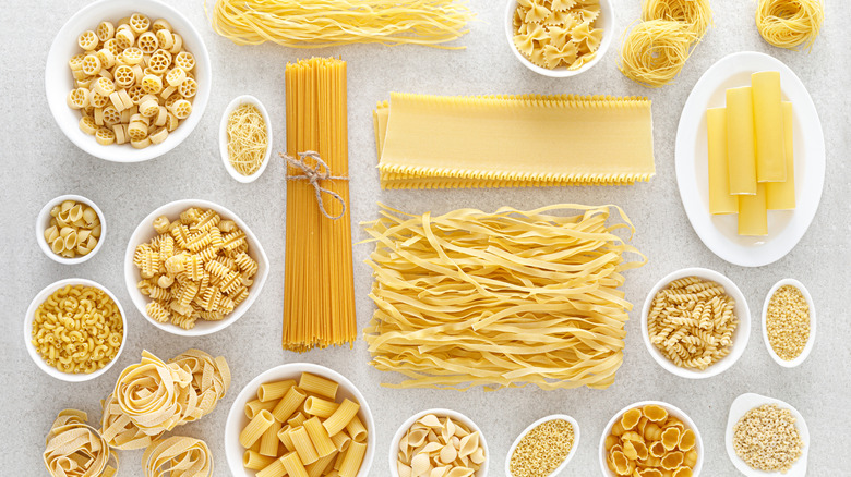 A variety of pasta shapes