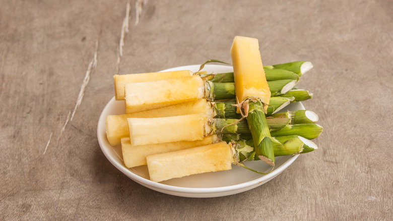a plate of pineapple cores