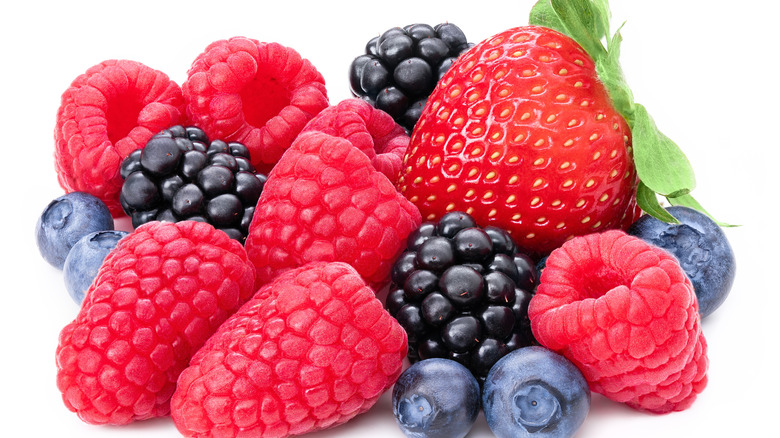 fresh berries on white background