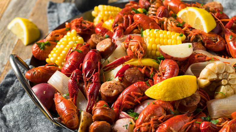 seafood boil with crawfish