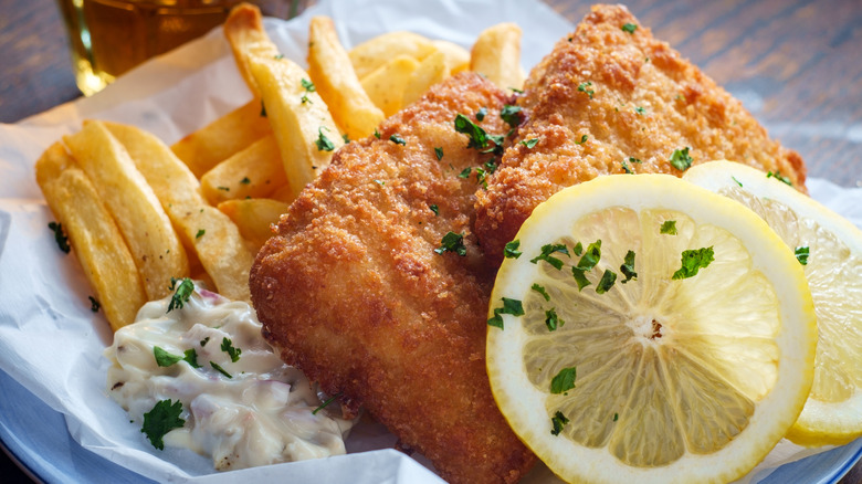 beer battered fish and chips