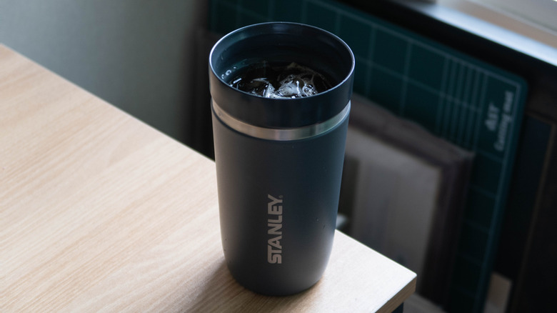 Stanley tumbler with iced coffee