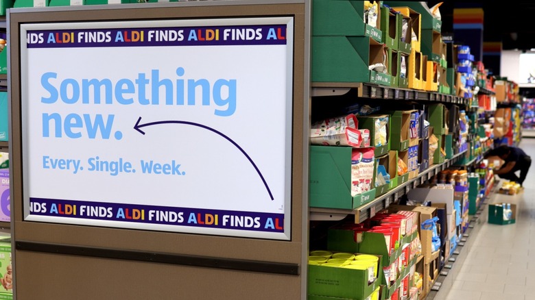 signboard at Aldi store