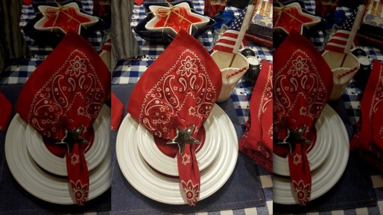 bandana used as napkin on table