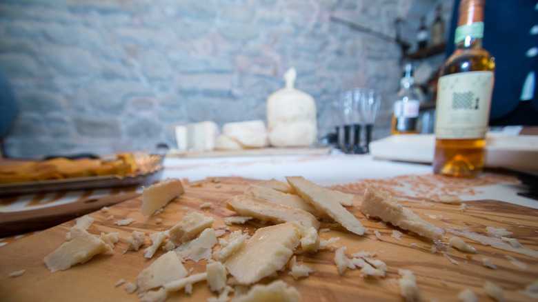 fossa cheese displayed on cutting board