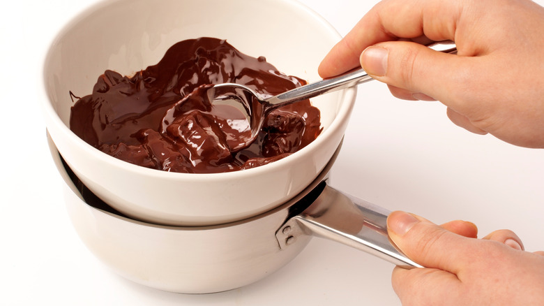 Tempering chocolate with a bain-marie