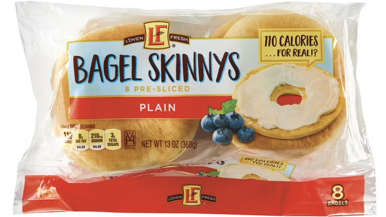 Closeup of bag of Aldi Bagel Skinnys