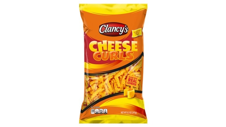 bag of Clancy's Cheese Curls on white background