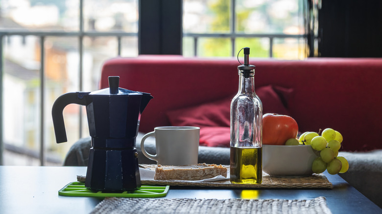 olive oil on coffee table