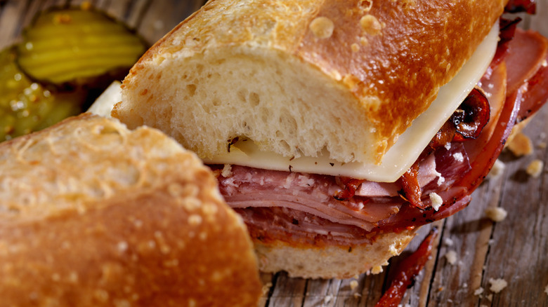 sandwich with pasta sauce and meat