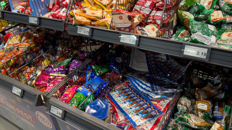 selection of snacks at Aldi