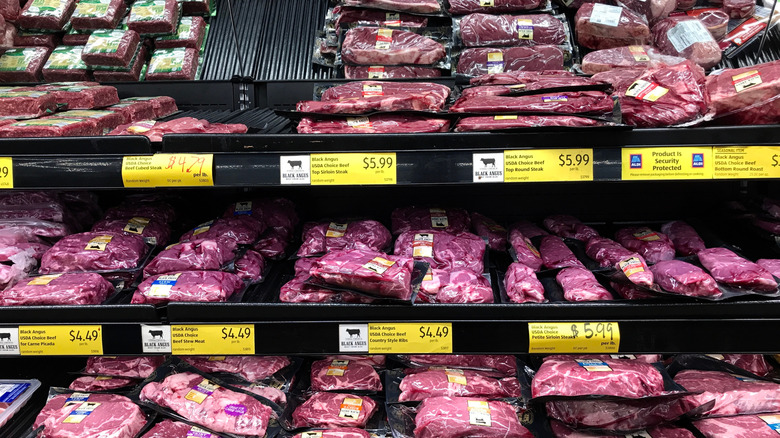 red meat section at Aldi