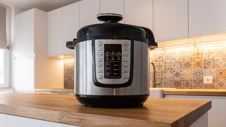 Instant Pot pressure cooker on kitchen counter