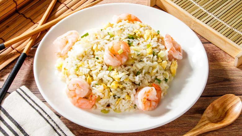 plate of shrimp fried rice