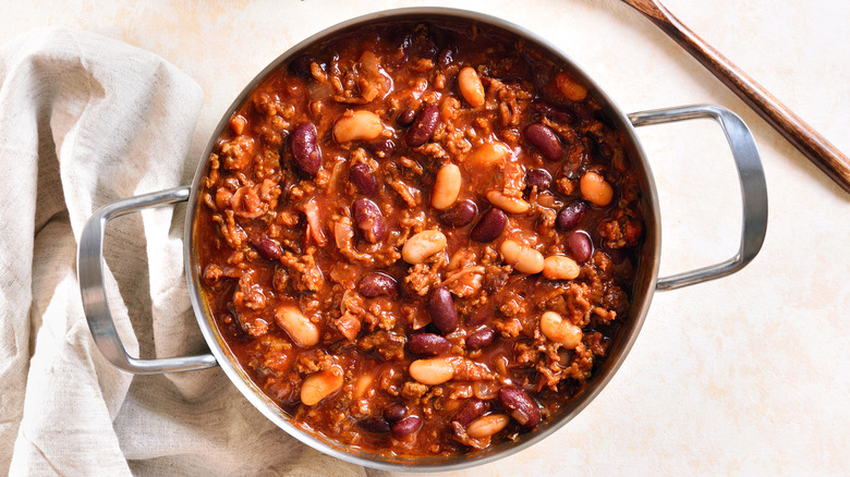 pot of bean chili
