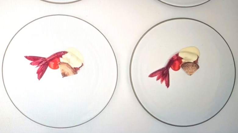 Prawn tails with a white sauce in "The Bear" Season 5