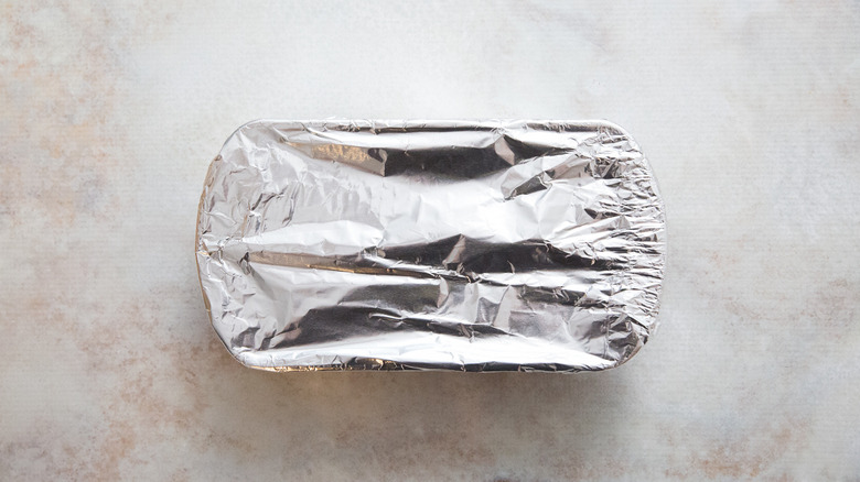 foil covered pan on table