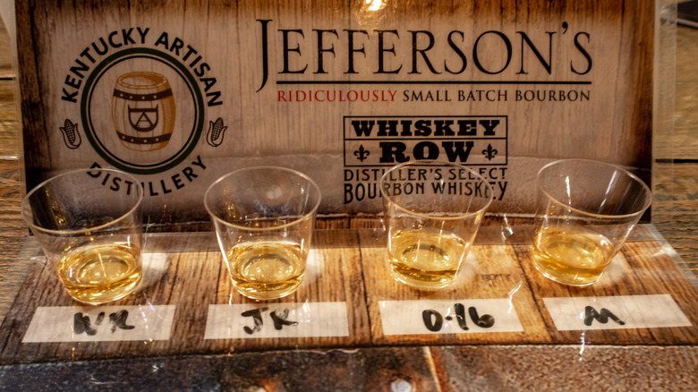 Jefferson's whiskey sampler tasting flight