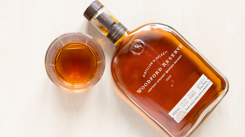 Woodford Reserve bottle glass neat