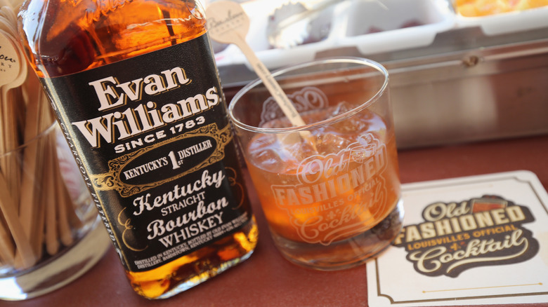 Evan Williams bottle old fashioned cocktail