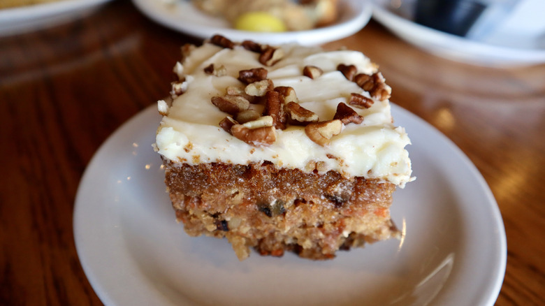Cracker Barrel carrot cake on white plate