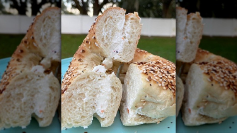 bagel sliced in half