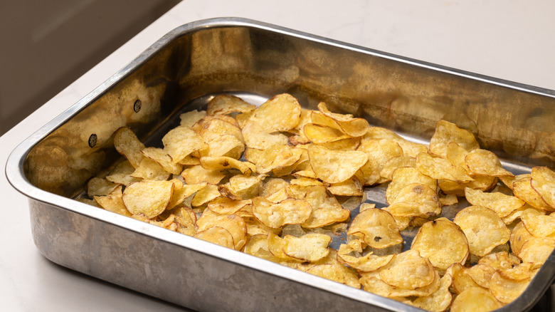 baked chips in oven tray