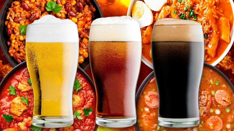 Draft beer trio over spicy dishes