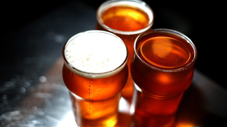 Three freshly poured West Coast IPA's