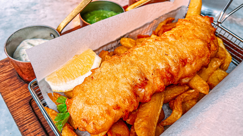 Fish and chips on a plate