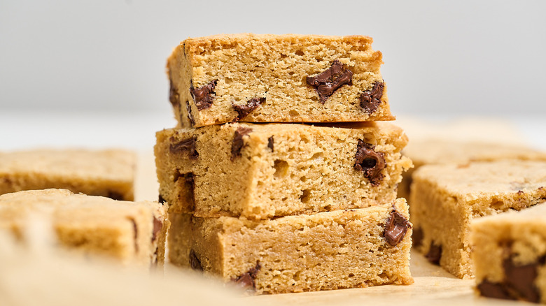 three blondies stacked on top of each other
