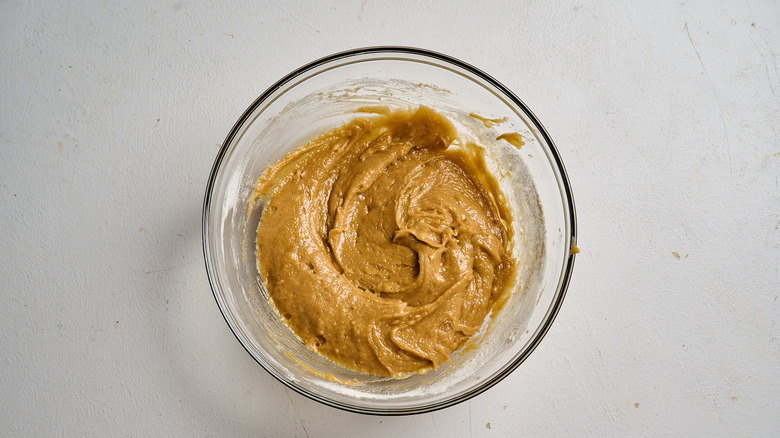 blondie batter folded together in a bowl