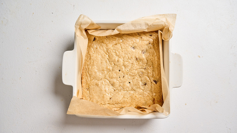baked blondies on a table